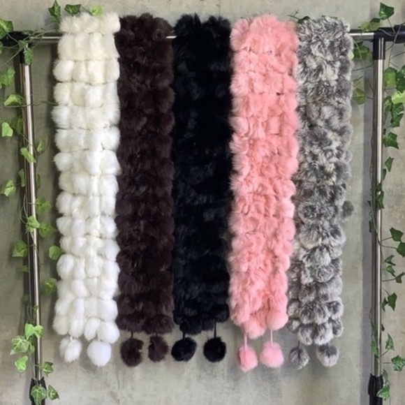 🎀FUR SCARF RABBIT SOFT BALL WRAP LONG FURRY WARM LONG BALLS WINTER MULTI STYLE - Picture 11 of 11